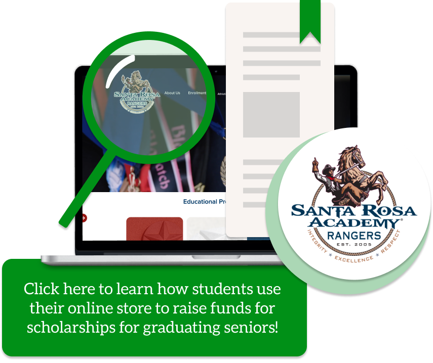 Click here to learn how students use their online store to raise funds for scholarships for graduating seniors!