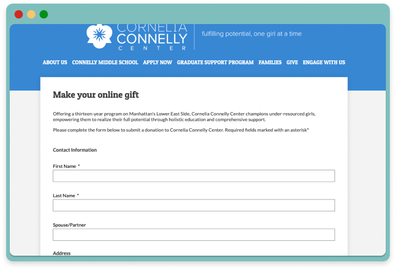 Cornelia Connelly Online Fundraising Ideas for Schools Fundraiser Form